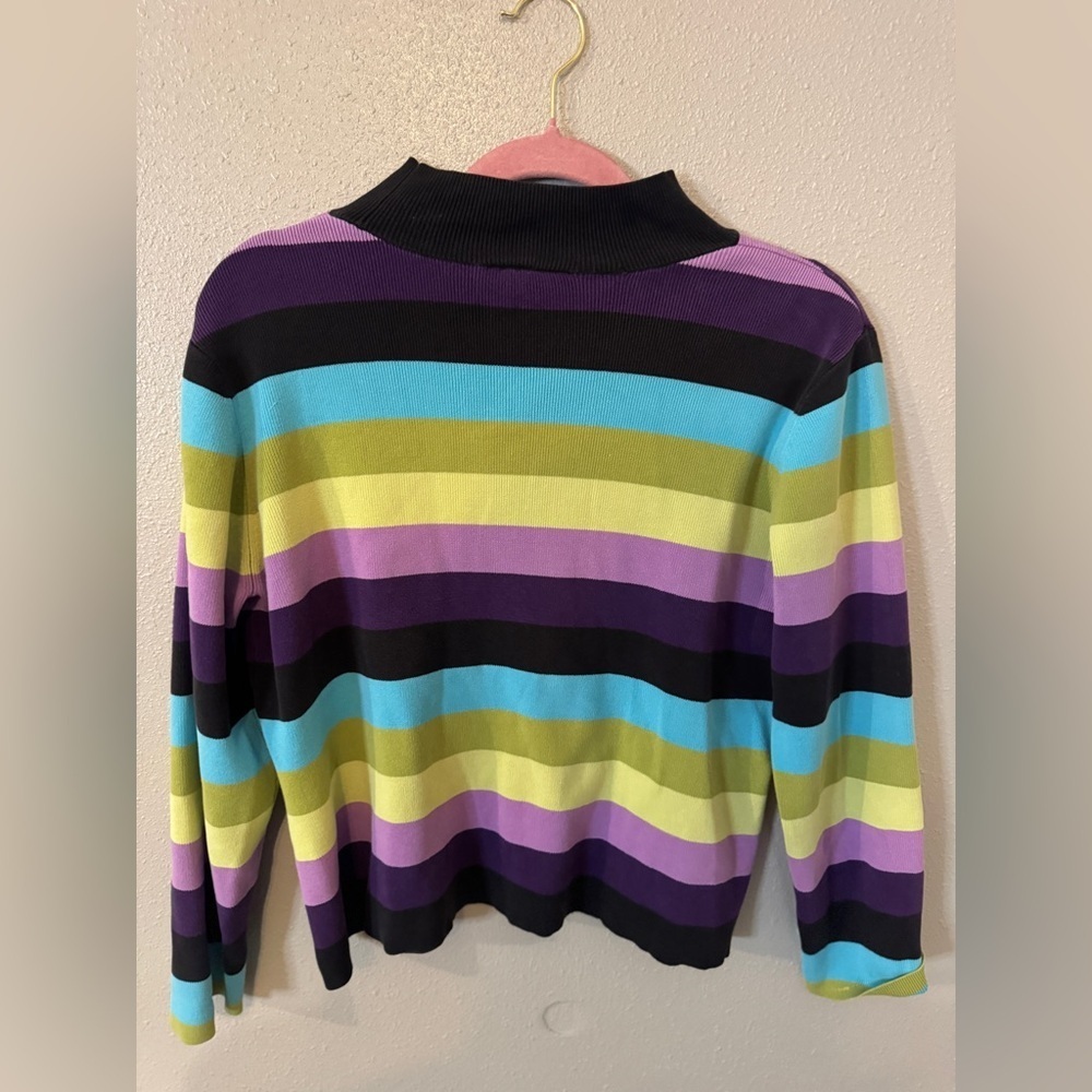 90’s striped cotton‎ blend vintage turtleneck sweater baggy grunge Y2K size L - Picture 5 of 7